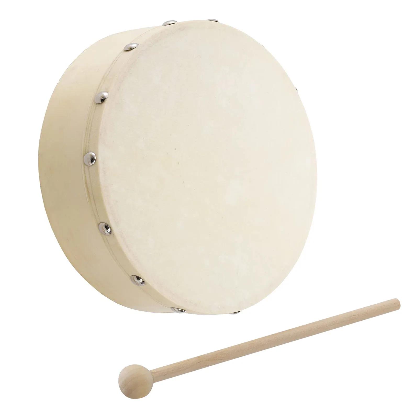 Mão de madeira Drum Set com Drum Stick, instrumento de percussão educacional, Frame Drums, 10 ", 8" - Image 1