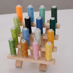 Diy pequeno rolo mão costura rack de armazenamento 16 eixos/30 eixos dobrável rack de fio multi-especificação carretel rack de madeira - Image 2
