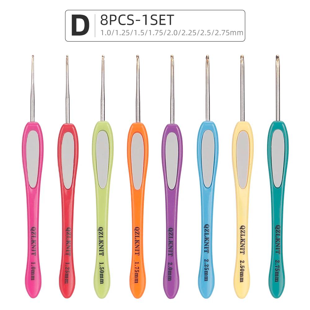 Conjunto de ganchos de crochê de 8 tamanhos, multicolorido, agulhas de crochê suaves e confortáveis, ganchos de crochê ergonômicos com estojo para mãos artríticas - Image 1