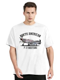 T-shirt Mustang Fighter masculino, Tops de algodão, Camisetas grandes, Roupas norte-americanas, P-51, Verão, Novo - Image 5