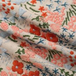 Tecido De Linho De Algodão Bordado Flor, Pano De Costura, Fabricação De Vestidos, Pano De Roupa - Image 1