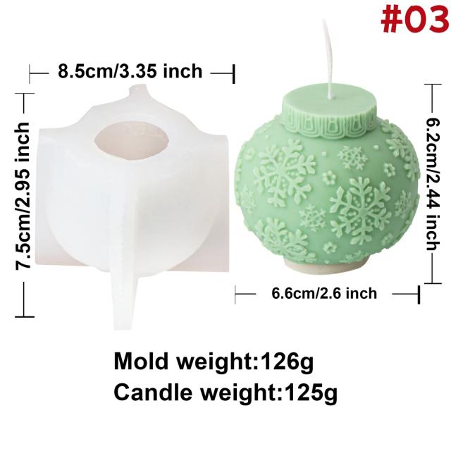 Molde Silicone Bola Natal 3D Vela Gesso Concreto Alce