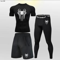 Terno de treino Compression Fitness para homens, roupas esportivas apertadas, Dry Fit Leggings Lycra, Training Sportswear Set, roupas de ginástica, roupa de corrida - Image 1