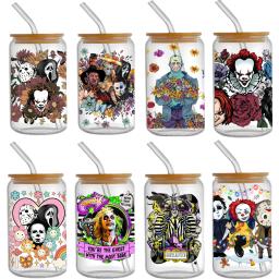 Adesivo Decalque para Copos, Etiquetas Personalizadas, Logotipo DIY, Selfadhesive, Impermeável, Legal, Personalizar, Envoltório UV, Fantasma, 16oz, DTF - Image 1