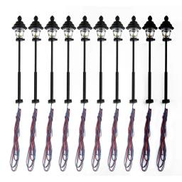 10 pçs modelo ferroviário lamppost led parque lanternas lâmpadas 45mm escala n 1: 160 modelo ferroviário bonsai decoração para ferroviário & layout de construção - Image 4