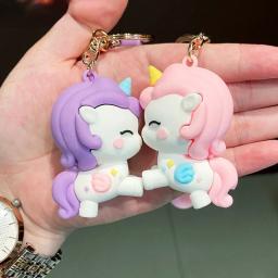 Kawaii PVC Soft Rubber Boneca Chaveiro para Crianças, Unicórnio, Estilo Anime, Saco Chaveiro, Enfeites Acessórios, Brinquedos infantis, Presentes de aniversário - Image 6