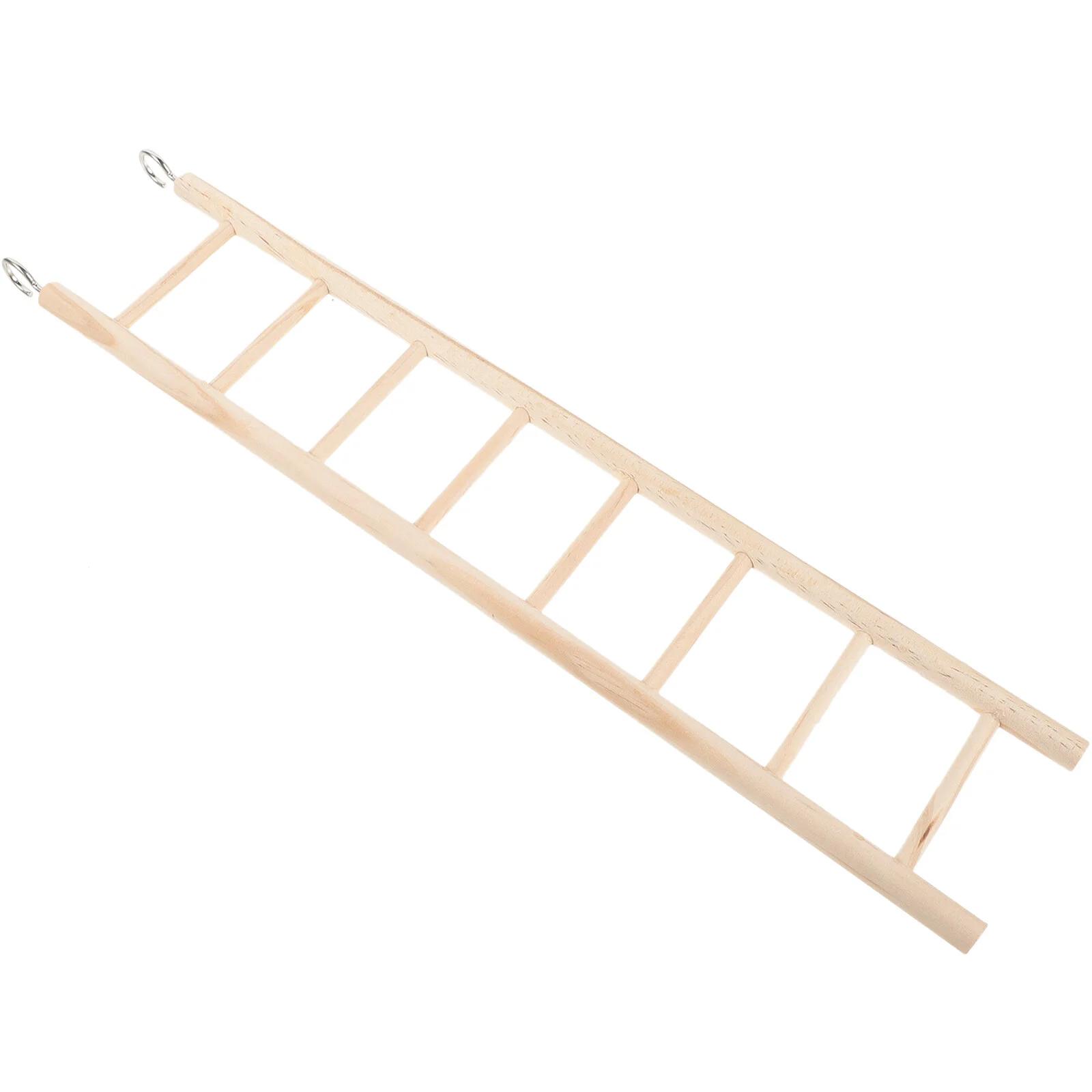 Escada De Madeira De Periquito Para Pássaro, Gaiola De Papagaio, Parque infantil resistente a mordida, Brinquedos pendurados - Image 1