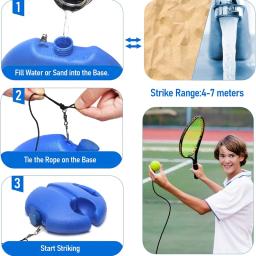 Ténis de Treino Aids Base com Corda Elástica, Bola Prática, Self-Duty Rebound, Treinador de Ténis, Parceiro Sparring Dispositivo, Perfeito - Image 4
