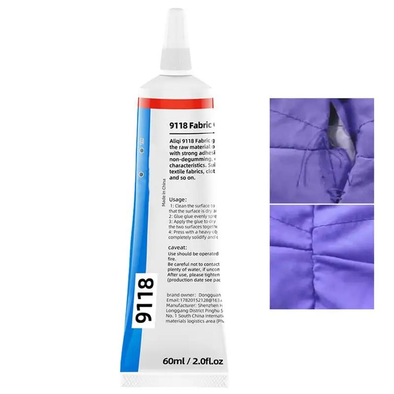 Cola de pano para reparo de tecidos, Adesivo com ponta embutida, Impermeável, Material flexível, Artesanato, 60ml - Image 1