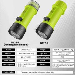 Lanterna de mergulho profissional IPX8 impermeável, luzes subaquáticas, lâmpadas LED brilhantes, tocha de mergulho para debaixo d'água, caverna do mar profundo - Image 6