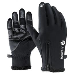 X-tiger inverno ciclismo luvas de bicicleta à prova de vento térmica quente lã luvas das mulheres dos homens da motocicleta neve esqui esporte luvas de bicicleta - Image 1