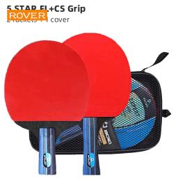 Raquete de tênis de mesa profissional, 5/6 estrelas, 2 peças, conjunto de raquete de pingue-pongue, espinhas de borracha, lâmina de alta qualidade, remo de morcego com bolsa - Image 3