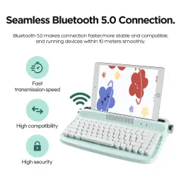 YUNZII-Máquina de escrever retro sem fio Bluetooth, teclado estético, suporte integrado para vários dispositivos, Sweet Mint, ACTTO B303 - Image 6