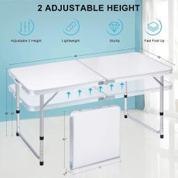 Mesa De Acampamento Dobrável e Cadeira Mala, Mesa Dobrável De Piquenique Portátil com Umbrella Hole, 4 Pessoa - Image 2