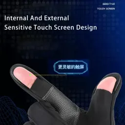 Luvas de ciclismo polar para homens e mulheres, motociclista, tela sensível ao toque, antiderrapante, à prova de vento, quente, impermeável, esportes, luvas de esqui com zíper, inverno - Image 3