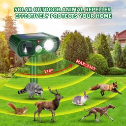 Solar Powered Animal Repeller, Ultrasonic dissuasor, cão, gato, pássaro, ratos, assustado - Image 2