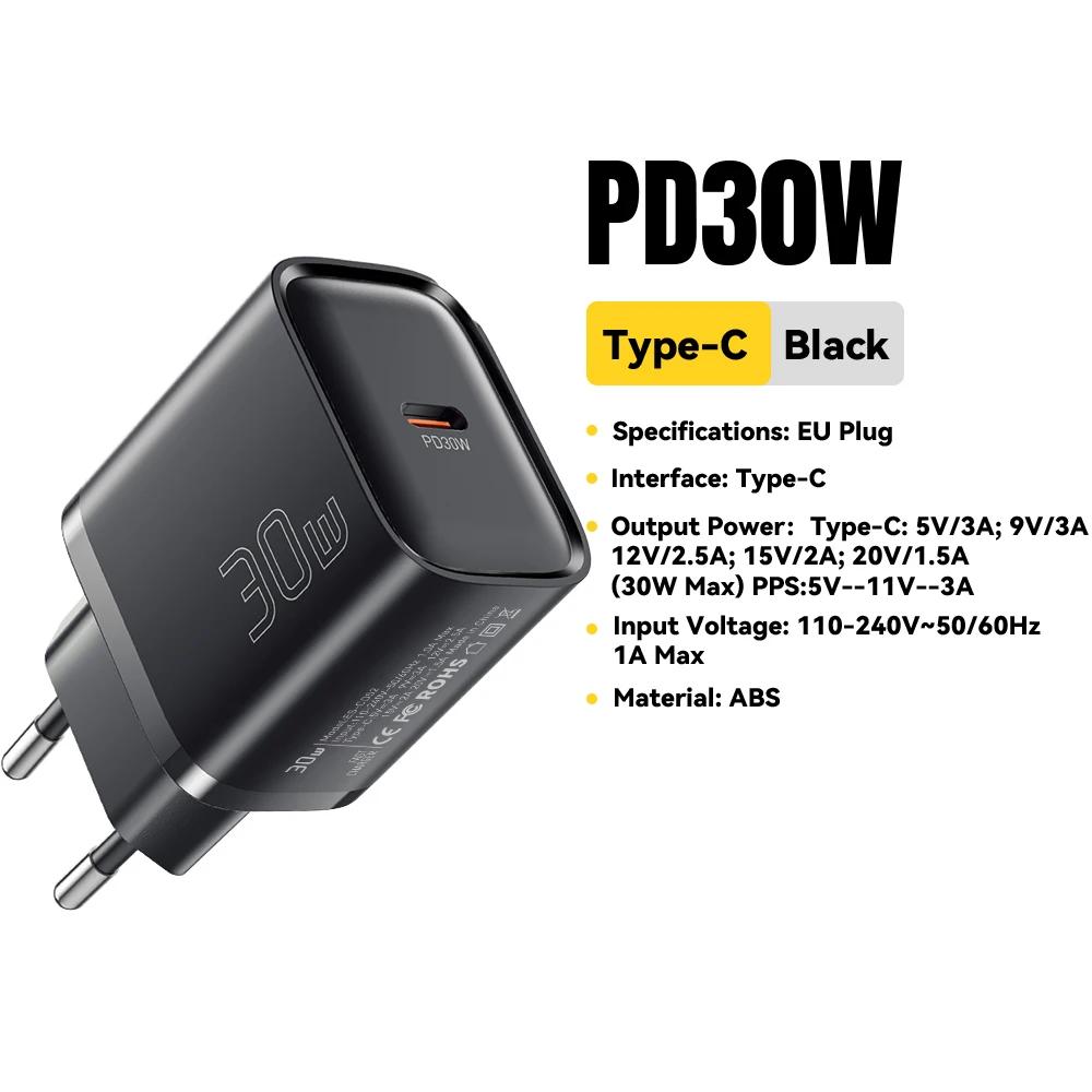 Essager mini 30w tipo c carregador pd qc3.0 rápido tipo c carregador para iphone 16 15 14 13 pro samsung s25 xiaomi ipad adaptador de viagem - Image 1
