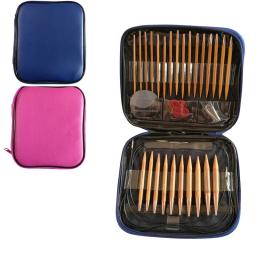 Agulhas de tricô circular crochê gancho conjunto de tricô de bambu caso intercambiável artesanato kits de costura agulha tecido diy ferramentas 13 pares - Image 3