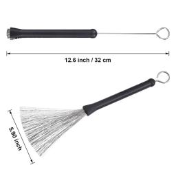 Retrátil aço fio tambor escovas, percussão baquetas, alças plásticas, acessórios musicais, 32cm, 1pc apenas - Image 6