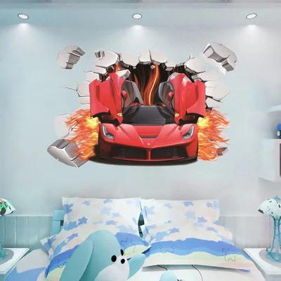 Adesivos de Parede de Carros Esportivos 3D para Quarto Infantil: Decoração de Sonhos para Meninos