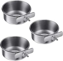 Tigelas de aço inoxidável para pássaros Alimentador de papagaio Copos de prato Gaiola de pássaro Tigela de comida de água Coop Cup with Clamp Suporte para papagaios - Image 2
