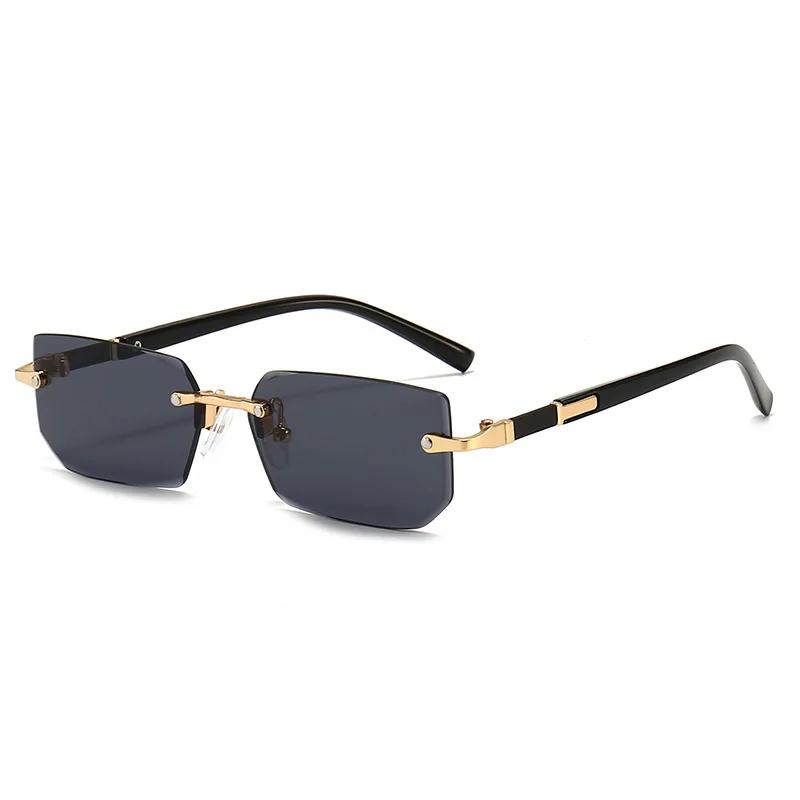 Óculos de sol sem aro retângulo moda popular feminino masculino tons pequenos quadrados óculos de sol para feminino masculino verão viajar oculos - Image 1
