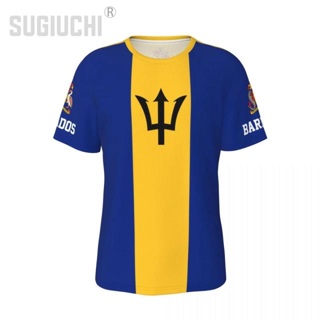 Camisa Personalizada Unissex da Bandeira de Barbados para Fãs de Futebol