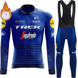 Homens Inverno velo térmico ciclismo terno, roupas de bicicleta, Jersey, calças, camisa profissional, roupas gel, conjunto MTB, TREK Sports Set, 2024 - Image 1