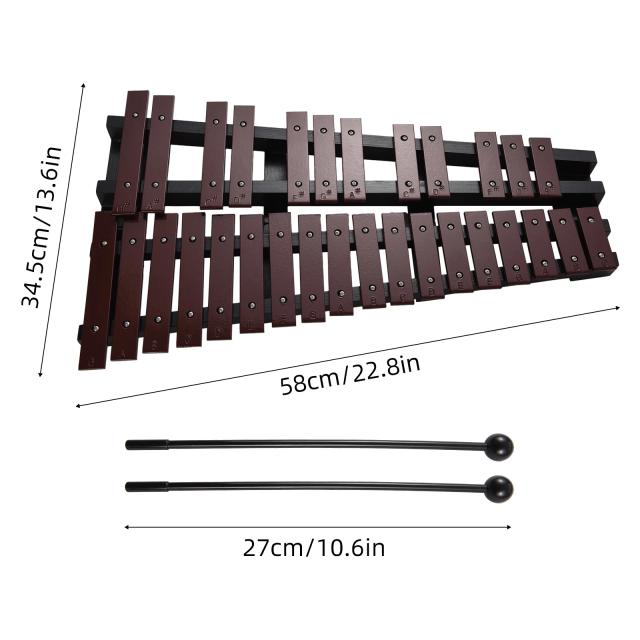 Glockenspiel Dobrável com Bolsa, Barras de Alumínio e 30 Notas - Instrumento de Percussão Compacto e Durável