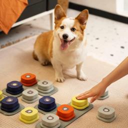 MEWOOFUN Pet Comunicação Vocal Training Brinquedo Interativo, Botão Do Cão, Gravar Falando, Bell Ringer com Pad e Adesivo, Fácil de Usar - Image 1