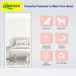 EROCACA-Porta de Tela com Zíper Bilateral, Heavy Duty, Impedir Cães, Gatos, Gatos, Correndo, Casa, Quarto, Sala de Estar, Tela - Image 3