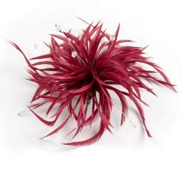 Moda arte vinho vermelho pena broche pinos tecido flor corsage lapela pinos para jóias artesanais presentes acessórios de festa de casamento - Image 1