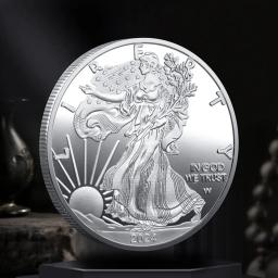Medalha comemorativa da Estátua da Liberdade, moeda americana, cor prata, moeda de coleção, 2024 - Image 3