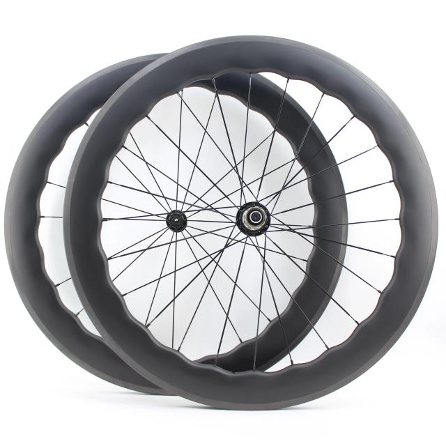 Rodas de Estrada Fibra de Carbono 700c Clincher Tubeless 65mm V-Brake