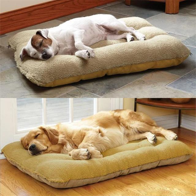 Cama Lavável para Cães Grandes e Gatos com Tapetes Macios e Colchão Duplo Lado e Cobertor de Almofada