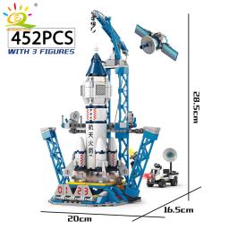 HUIQIBAO-Blocos de construção de foguetes tripulados para crianças, aviação espacial, figura do astronauta, cidade, tijolos modelo aeroespacial, brinquedos para crianças - Image 4