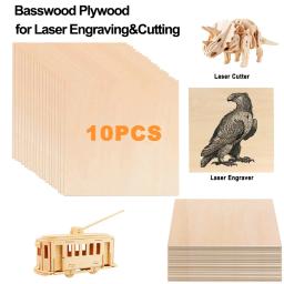 Peças de madeira inacabadas para gravação a Laser e corte Artesanato, projetos DIY, desenho e pintura, 10 pcs - Image 1
