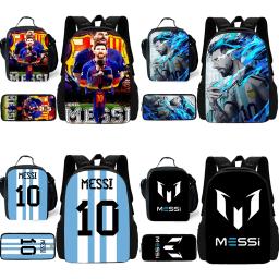 Mochila escolar estrela de futebol para crianças, lancheiras, sacos de lápis, m-messis, meninos e meninas, melhor presente, 3 peças por conjunto - Image 1