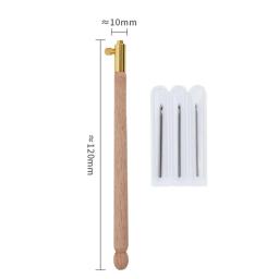 Agulhas de bordado francês, gancho de crochê, gancho de costura diy com 3 agulhas, conjunto de ferramentas de costura, artesanato diy, ferramenta de cabo de madeira - Image 6