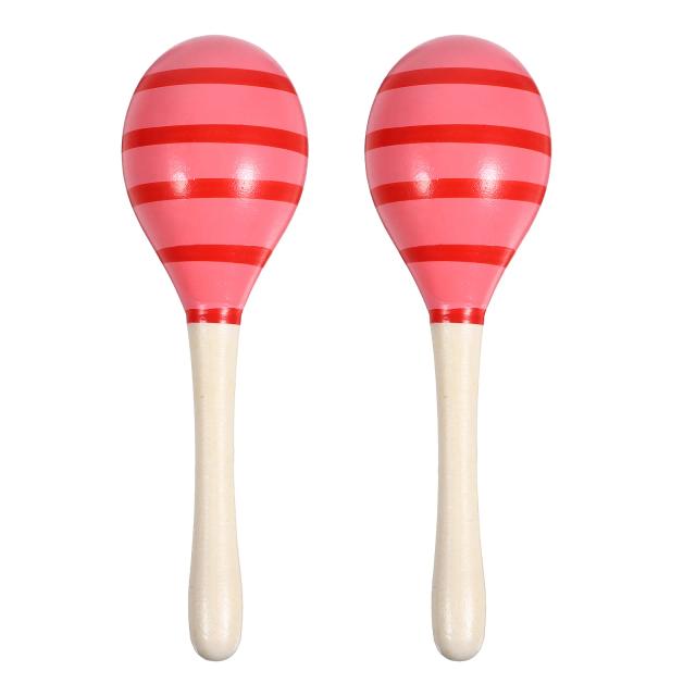 Maracas de Madeira para Festas Mexicanas - Conjunto de 2 Instrumentos de Percussão com Martelo de Areia para Treinamento de Áudio