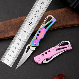 Faca dobrável de aço inoxidável Acampamento ao ar livre Ferramenta pequena de sobrevivência de emergência Canivete portátil Faca de frutas de cozinha Keyknife - Image 2