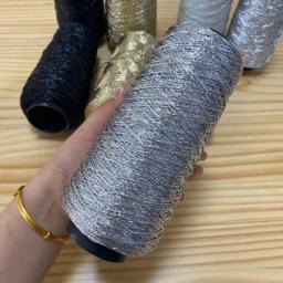 Fio De Prata De Metal Artesanal Ouro exclusivo Lã de prata Fio metálico de algodão Fio de crochê meada, Saco de brilho, Bola 200g - Image 5