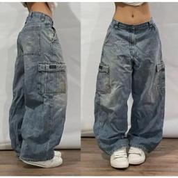 Americano nova moda cor sólida lavado baggy jeans y2k streetwear vintage moda coringa homens e mulheres cintura alta calças de perna larga - Image 4