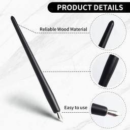 CARACTERÍSTICAS-Caligrafia Pen Kit, inclui madeira Dip Pen, 7 pontas para desenho e escrita - Image 2