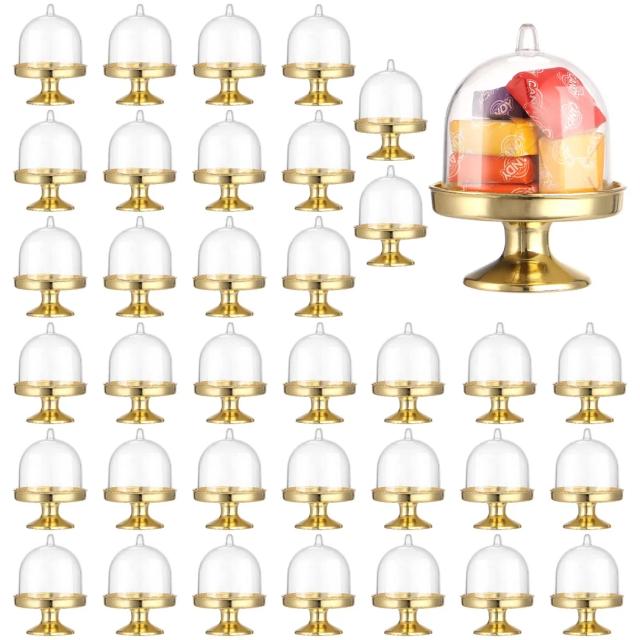 Suportes de Plástico para Mini Bolos e Cupcakes com Tampa - 36 Peças para Exibição de Sobremesas em Casamentos e Eventos