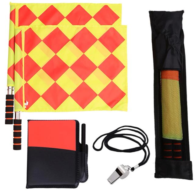 Kit Completo para Árbitro de Futebol: Caderno, Apito, Lápis, Cartões Vermelho e Amarelo, Bandeira e Acessórios Essenciais para Esportes