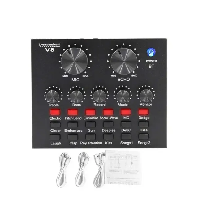 Microfone Condensador BM800 com Placa de Som para PC, Voice Changer e Headset para Streaming