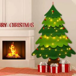 Diy feltro conjunto de árvore de natal decorações de natal pendurado na parede ornamentos presentes para crianças decorações de porta de casa de natal - Image 4