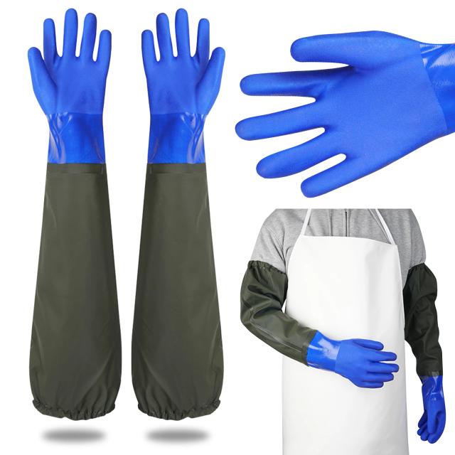 Luvas de Limpeza de Dreno Longas e Resistentes à Água em PVC, Reutilizáveis e Impermeáveis a Produtos Químicos