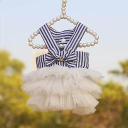 Roupas listradas para cães e gatos pequenos, fantasias para animais, vestido para gatinhos macios, roupa para cachorros, roupas para animais, primavera e verão - Image 3